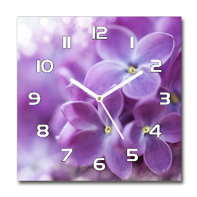 Horloge carrée en verre Fleurs de lilas