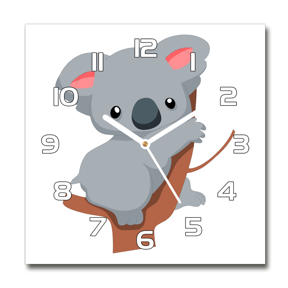 Horloge carrée en verre Koala dans un arbre