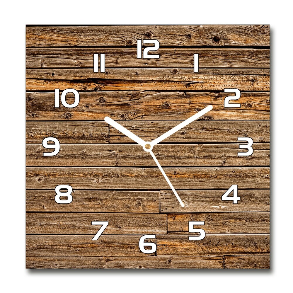 Horloge carrée en verre Mur en bois brun