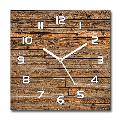 Horloge carrée en verre Mur en bois brun