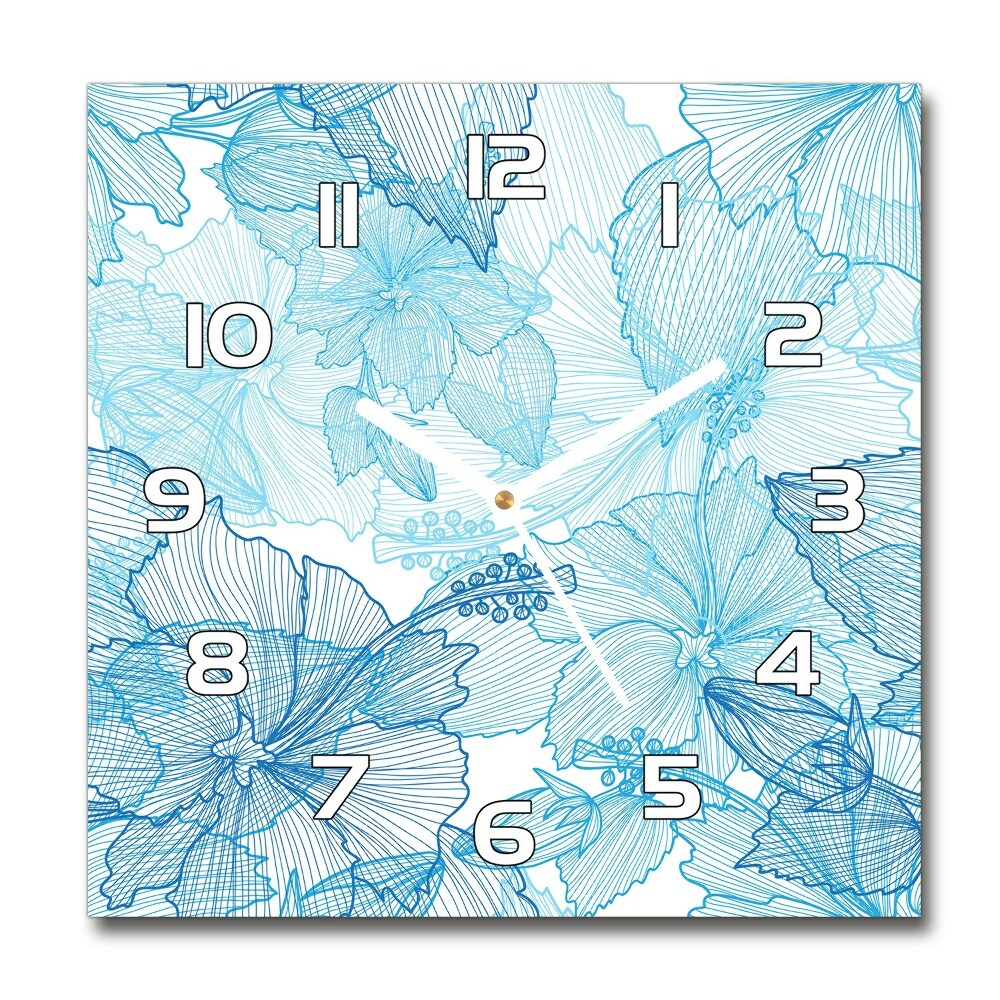 Horloge carrée en verre Fleurs hawaïennes