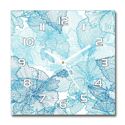 Horloge carrée en verre Fleurs hawaïennes