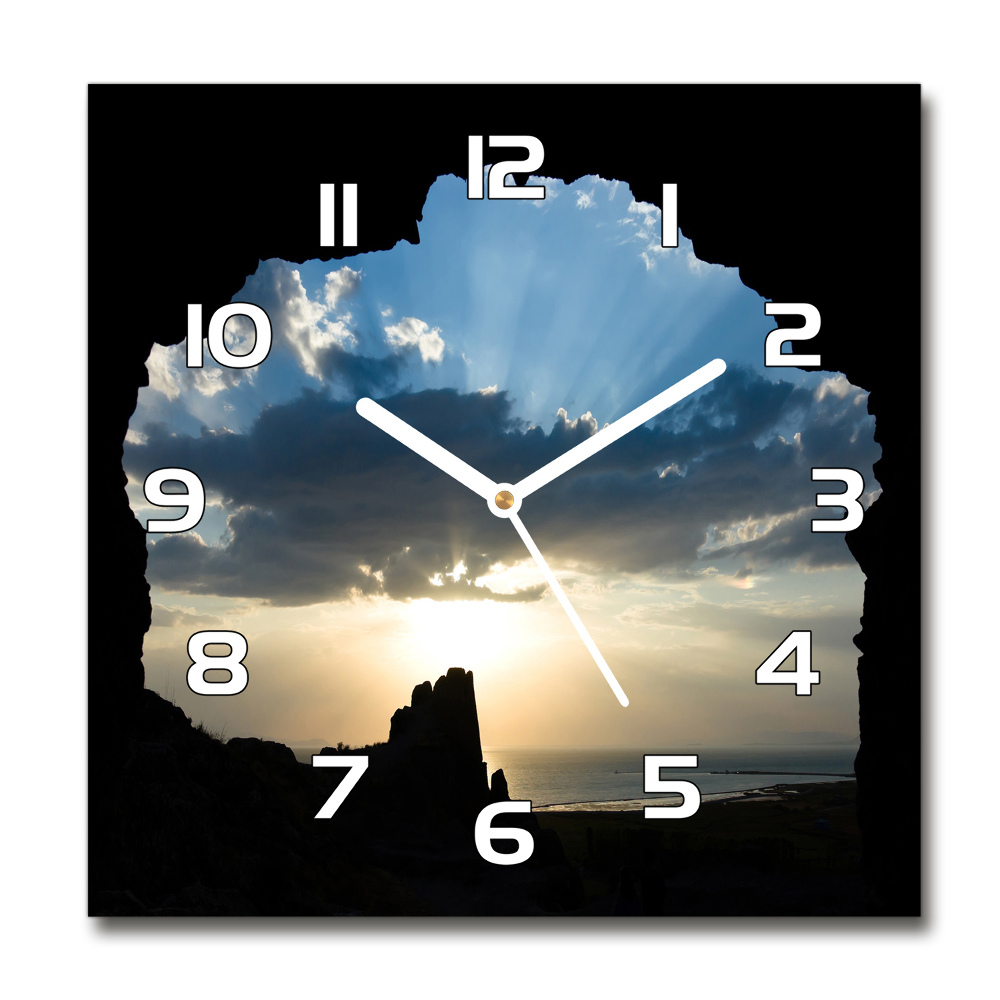 Horloge carrée en verre Coucher de soleil nuages