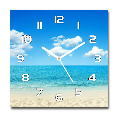 Horloge carrée en verre Plage paradisiaque