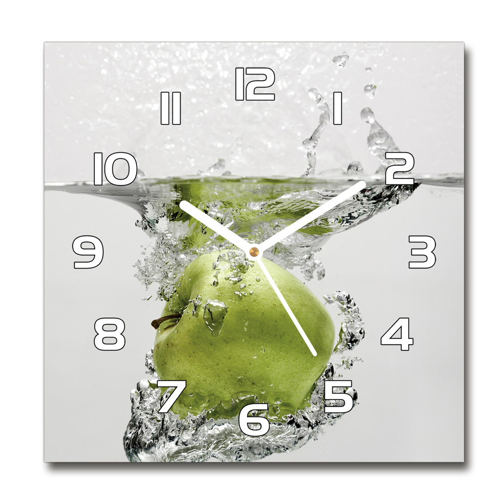 Horloge carrée en verre Pomme sous l'eau