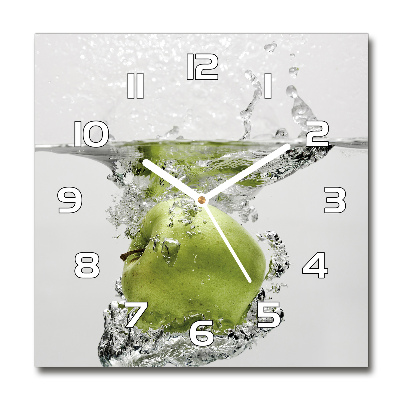 Horloge carrée en verre Pomme sous l'eau