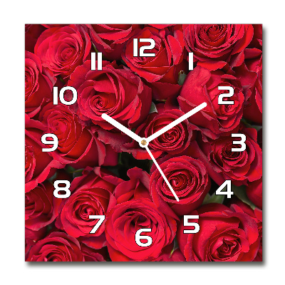 Horloge carrée en verre Roses rouges