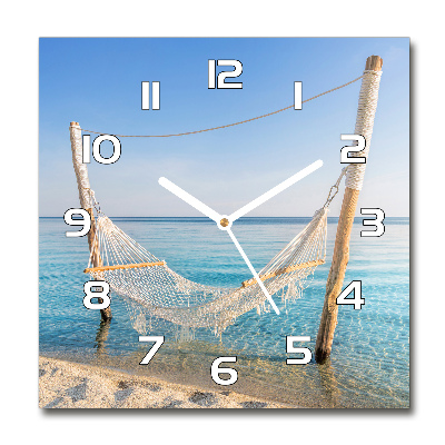 Horloge carrée en verre Hamac au bord de la mer