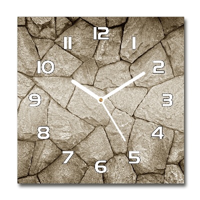 Horloge carrée en verre Mur en pierre