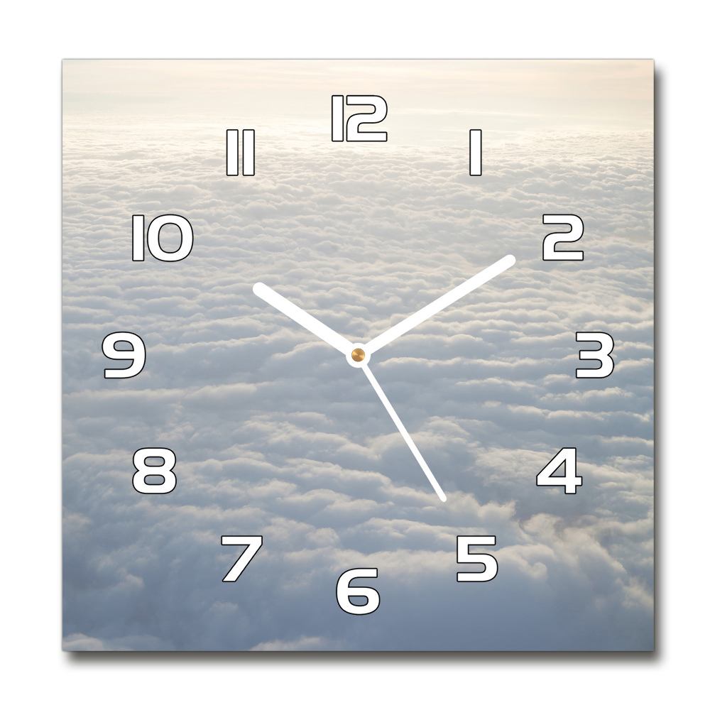 Horloge carrée en verre Vol au-dessus des nuages