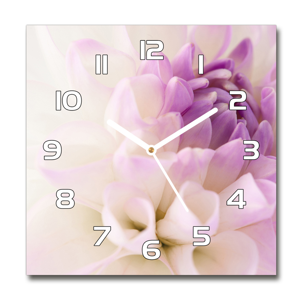 Horloge carrée en verre Dahlia blanc