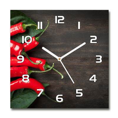 Horloge carrée en verre Piments