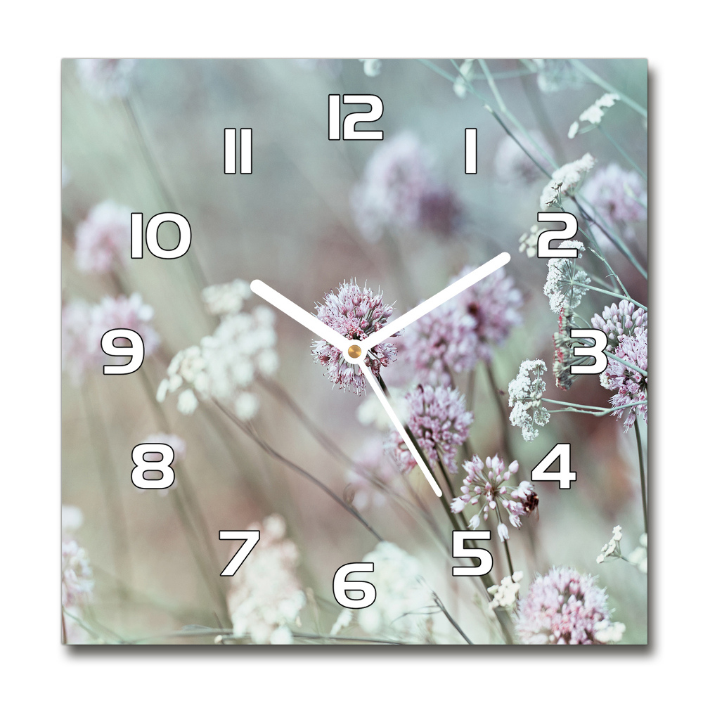 Horloge carrée en verre Fleurs sauvages