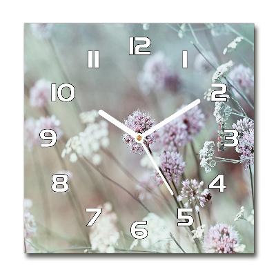 Horloge carrée en verre Fleurs sauvages