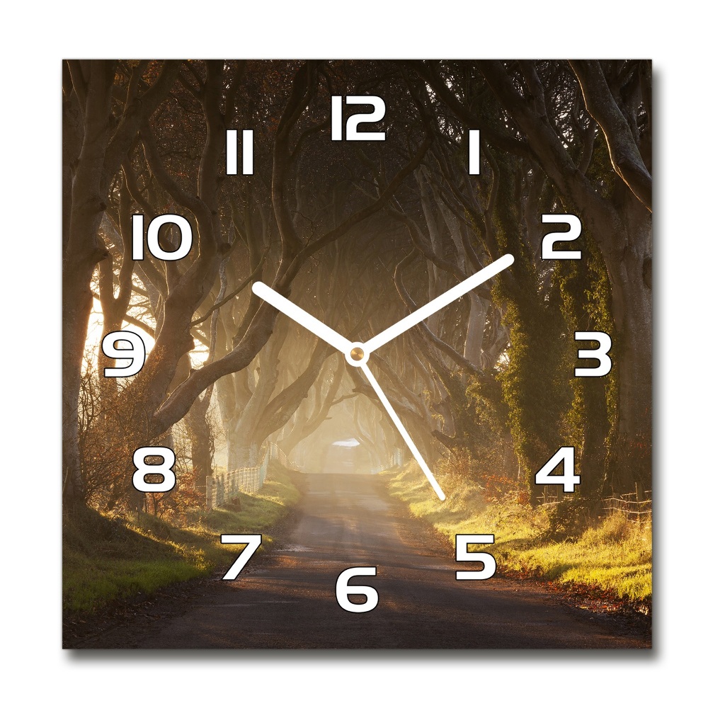 Horloge carrée en verre Brouillard dans la forêt