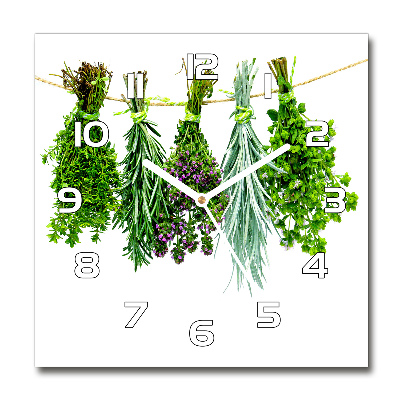 Horloge carrée en verre Herbes sur une ficelle