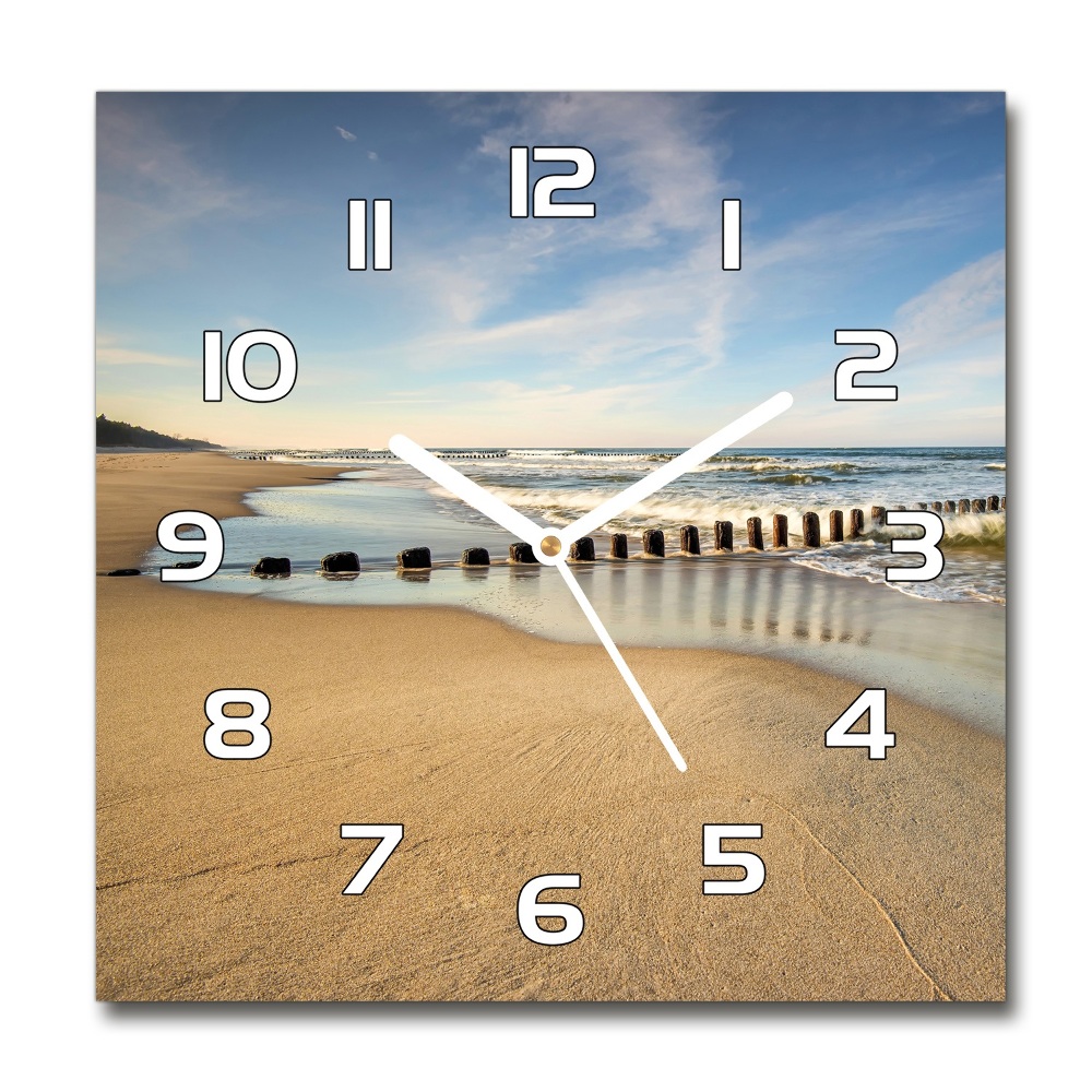 Horloge carrée en verre Plage de la mer Baltique