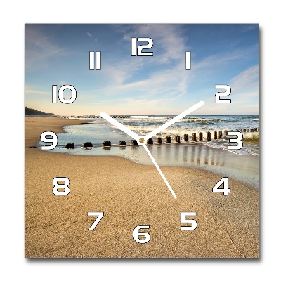 Horloge carrée en verre Plage de la mer Baltique