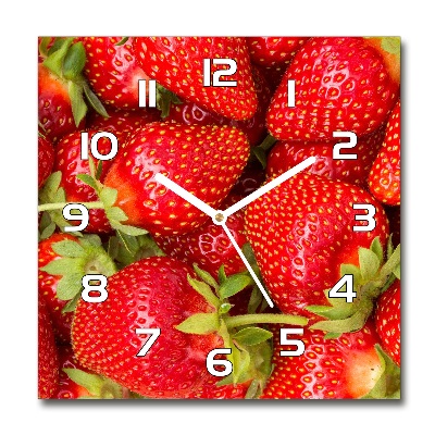 Horloge carrée en verre Motif de la fraise