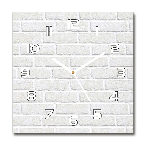 Horloge carrée en verre Mur de briques blanches