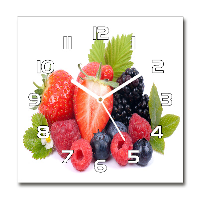 Horloge carrée en verre Fruits des bois