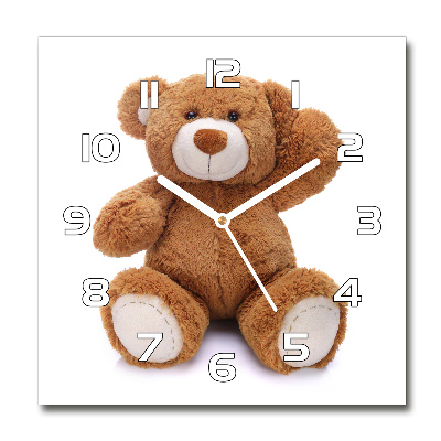 Horloge carrée en verre Ours en peluche