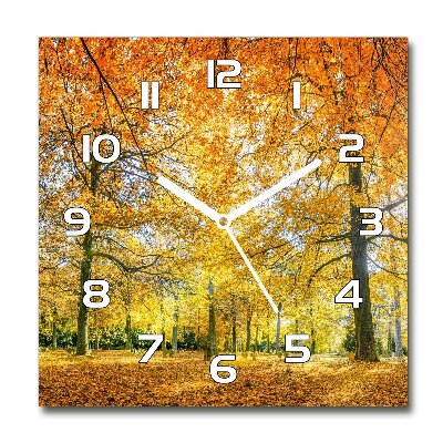 Horloge carrée en verre Forêt en automne