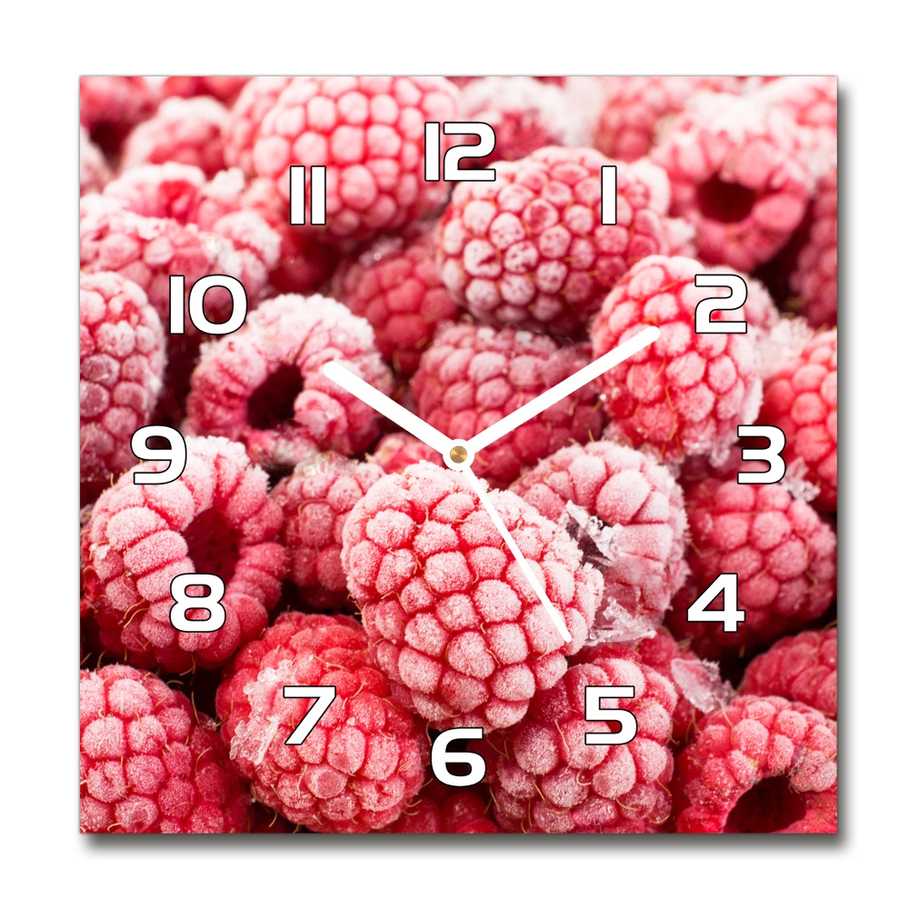 Horloge carrée en verre Framboises surgelées