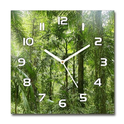 Horloge carrée en verre Forêt tropicale