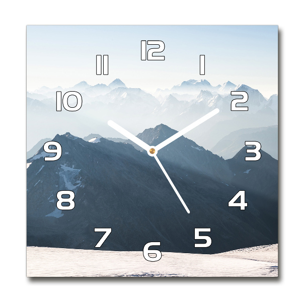 Horloge carrée en verre Pics montagneux