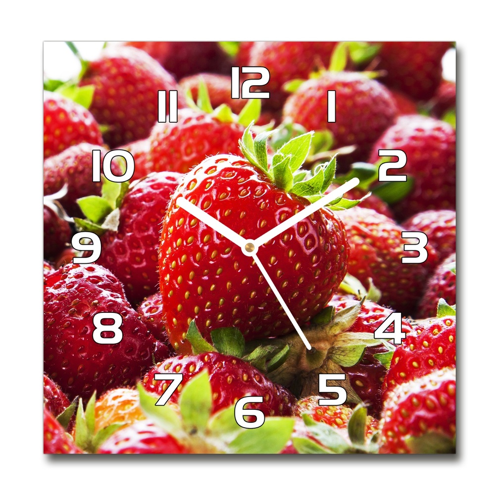 Horloge carrée en verre Fraises