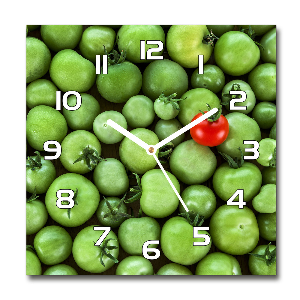 Horloge carrée en verre Tomate mûre