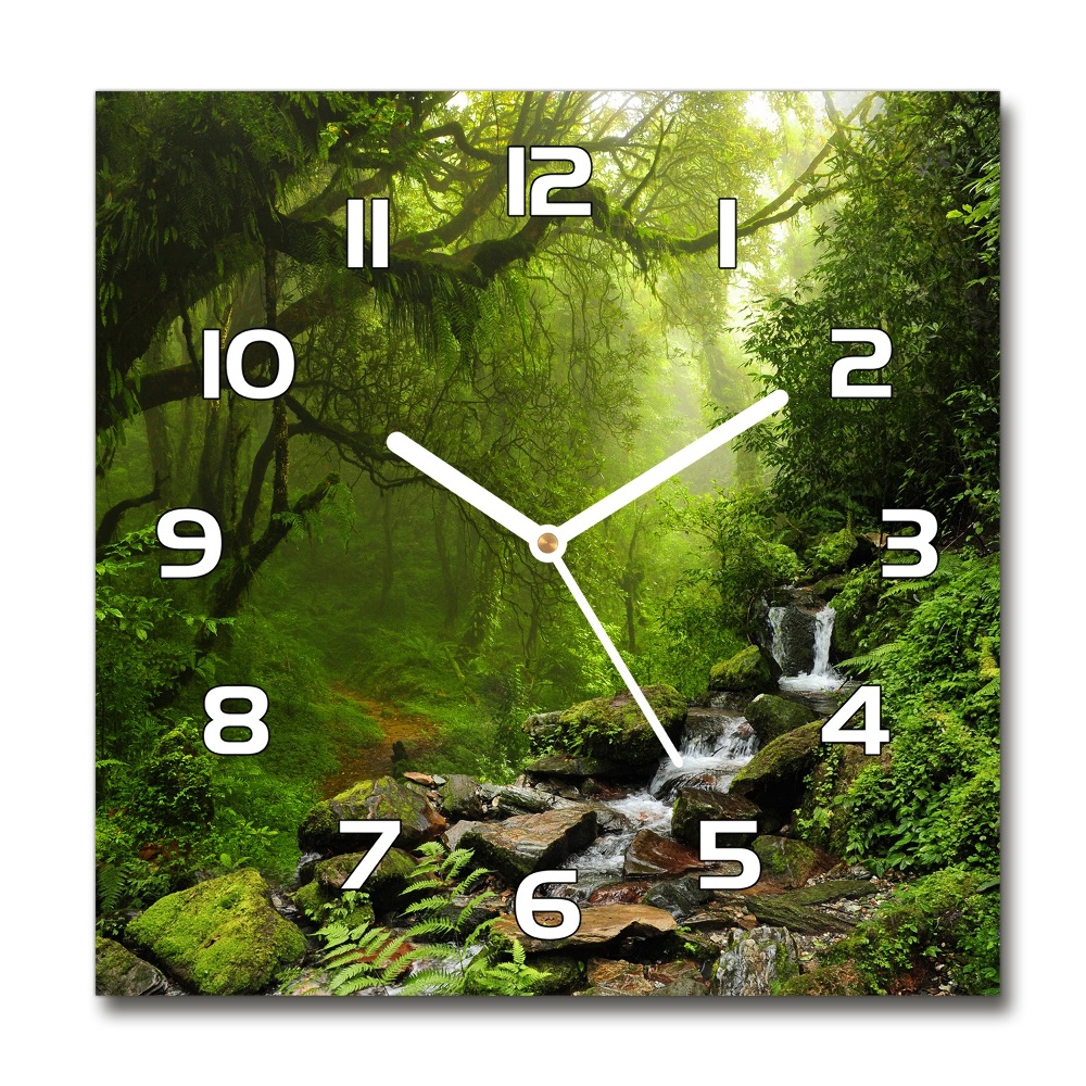 Horloge carrée en verre Jungle au Népal