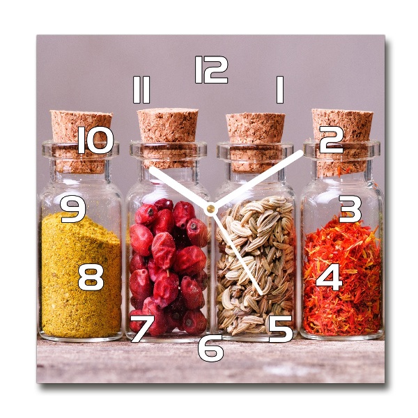 Horloge carrée en verre Epices colorées