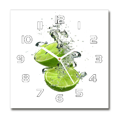 Horloge carrée en verre Citron vert sous l'eau