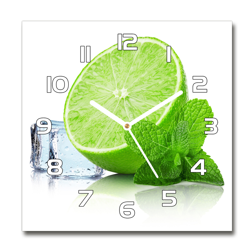 Horloge carrée en verre Citron vert avec glace