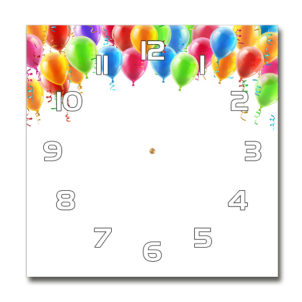Horloge carrée en verre Ballons colorés