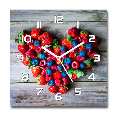 Horloge carrée en verre Coeur de fruit