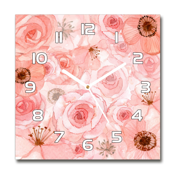 Horloge carrée en verre Motif floral