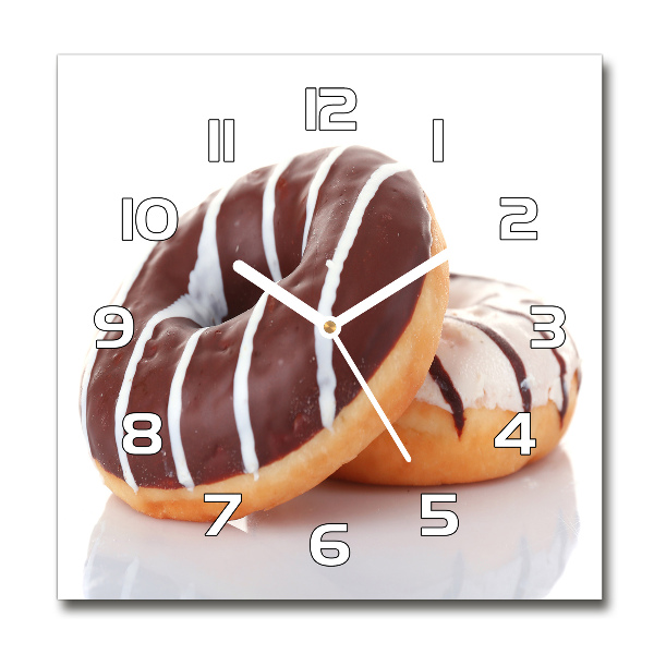 Horloge carrée en verre Beignets au chocolat