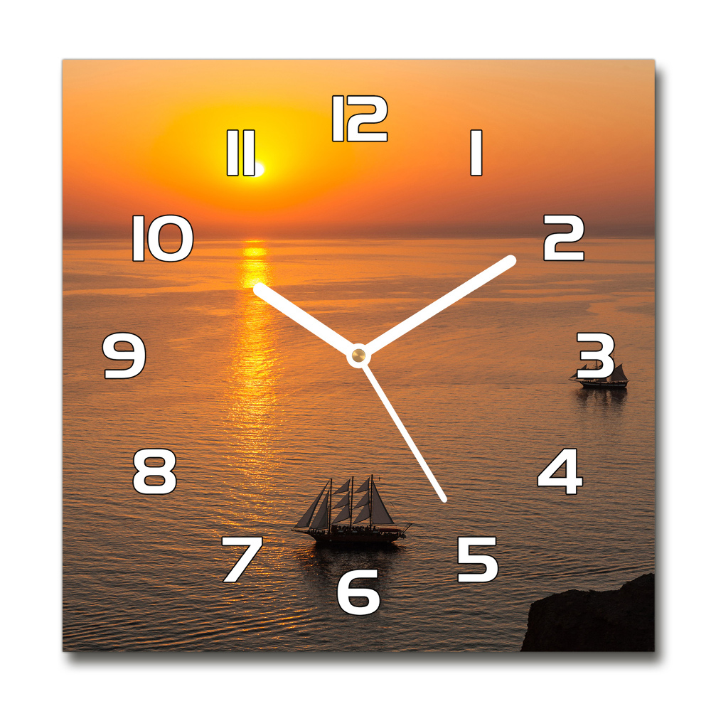 Horloge murale carrée Coucher de soleil sur la mer