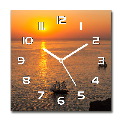 Horloge murale carrée Coucher de soleil sur la mer