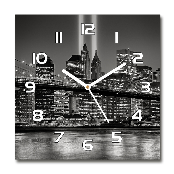 Horloge carrée en verre Manhattan gratte-ciel