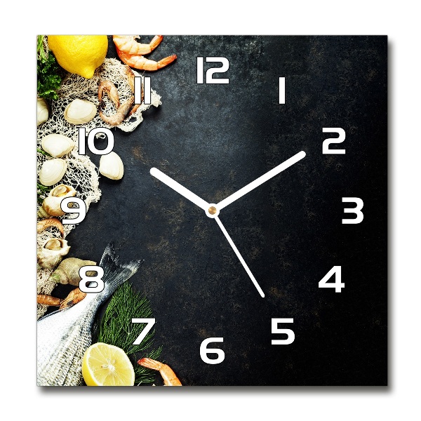 Horloge carrée en verre Fruits de mer