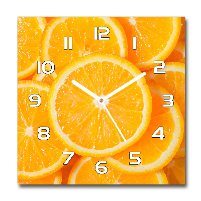 Horloge carrée en verre Tranches d'orange