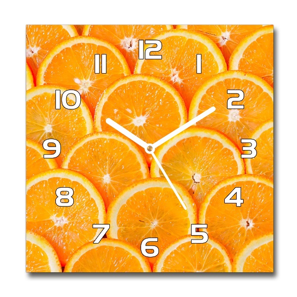 Horloge carrée en verre Tranches d'orange