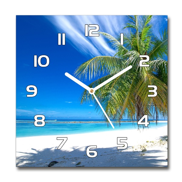 Horloge carrée en verre Plage tropicale