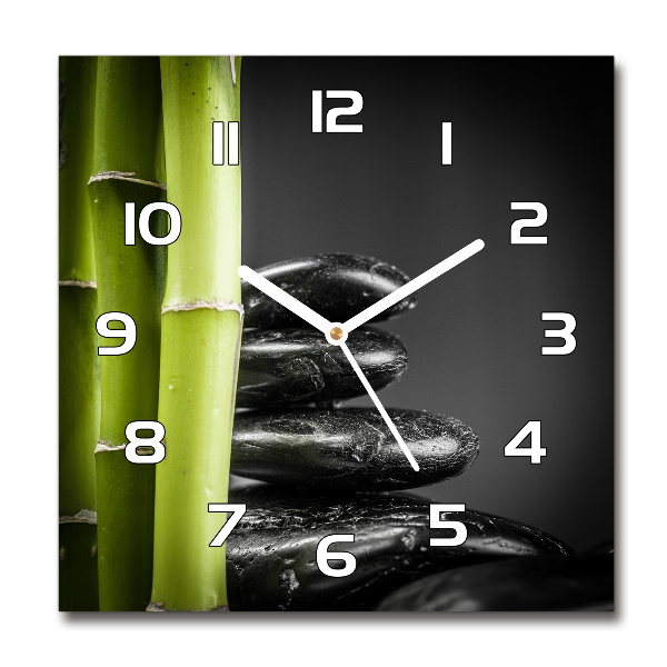 Horloge murale carrée Pierres zen en bambou