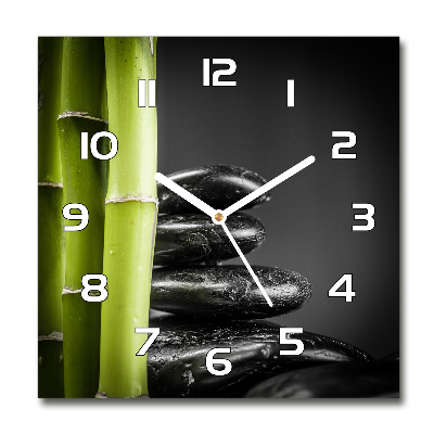 Horloge murale carrée Pierres zen en bambou