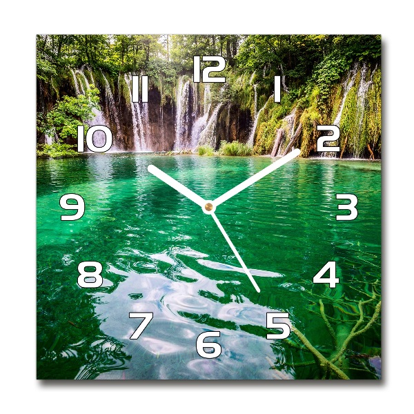 Horloge carrée en verre Lac Plitvice